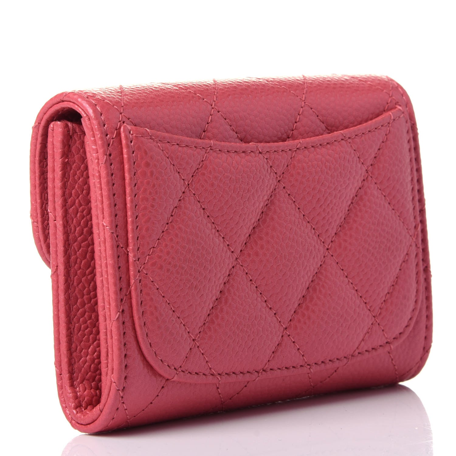 Chanel Caviar Quilted Flap Card Holder Wallet Pink 3 of 12