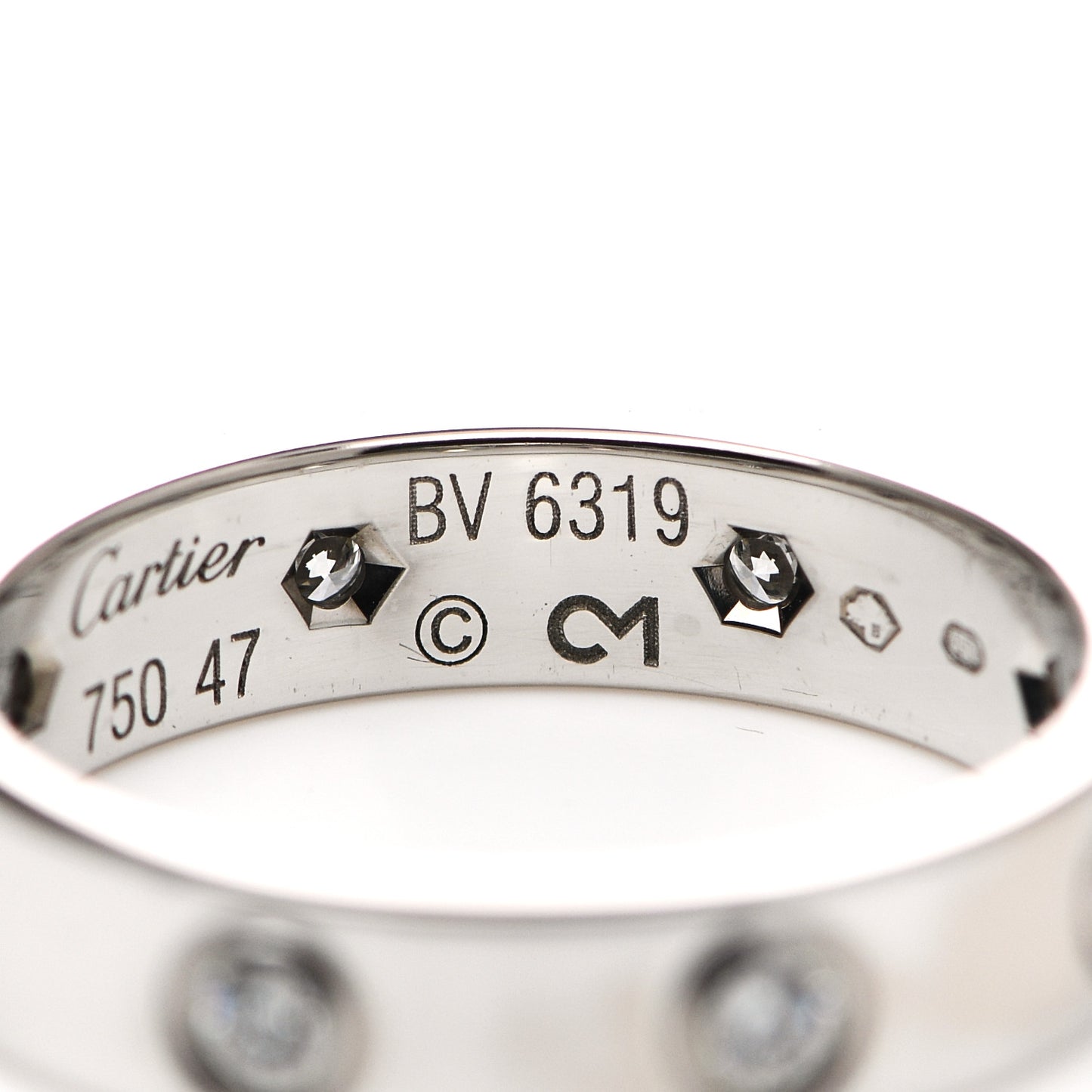 18K White Gold 8 Diamond 4mm Wedding Band LOVE Ring 47 4