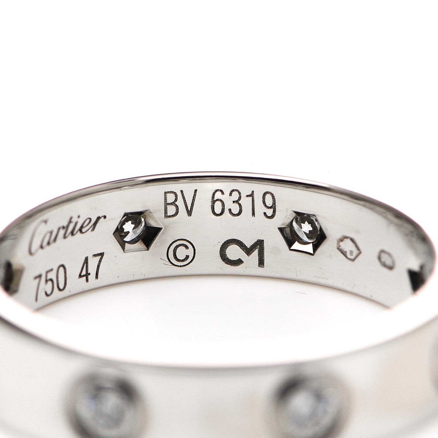 Cartier 18K White Gold 8 Diamond 4mm Wedding Band LOVE Ring 47 4 5 of 6
