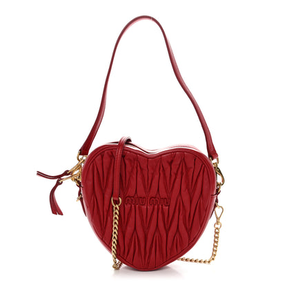 Miu Miu Nappa Matelasse Heart Shoulder Bag Fuoco 1 of 11