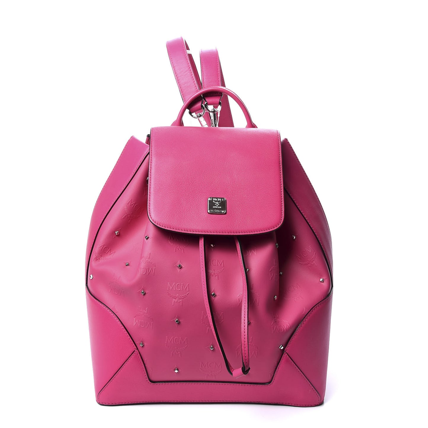 Coated Canvas Monogram Studded Claudia Backpack Pink