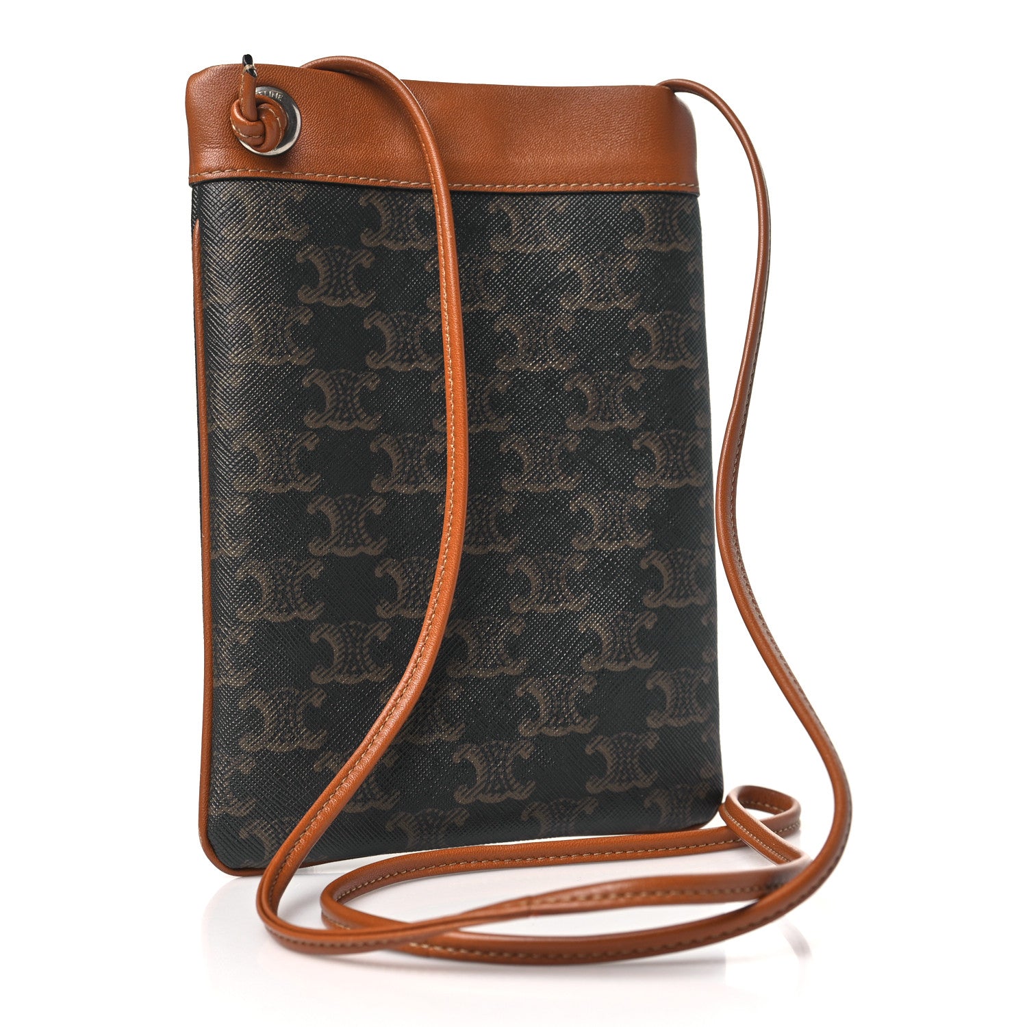 Celine Triomphe Canvas Calfskin Mini Poche Bag Tan 3 of 9