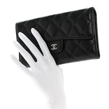 Chanel Lambskin Quilted Large Flap Wallet Black 2 of 16