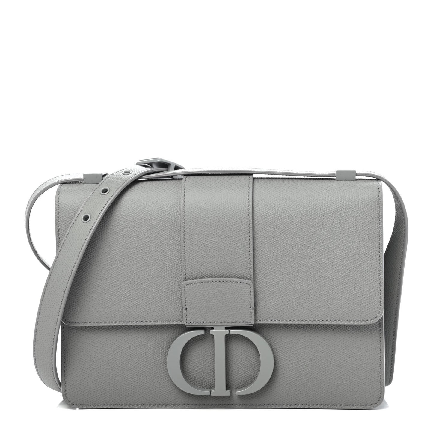 Ultra Matte Grained Calfskin 30 Montaigne Flap Bag Grey