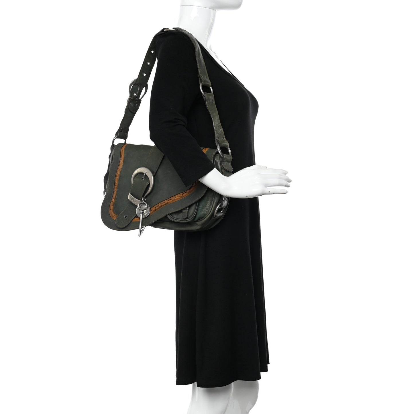 Calfskin Medium Gaucho Double Saddle Bag Green