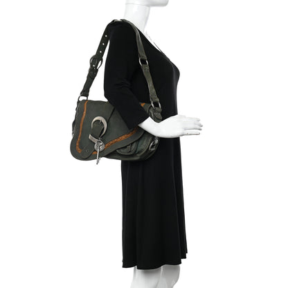 Christian Dior Calfskin Medium Gaucho Double Saddle Bag Green 2 of 19