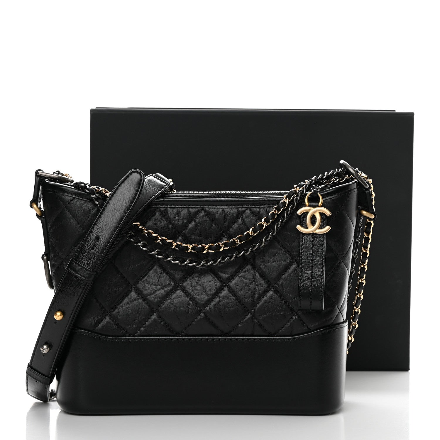 Chanel Aged Calfskin Quilted New Medium Gabrielle Hobo Black 11 of 11