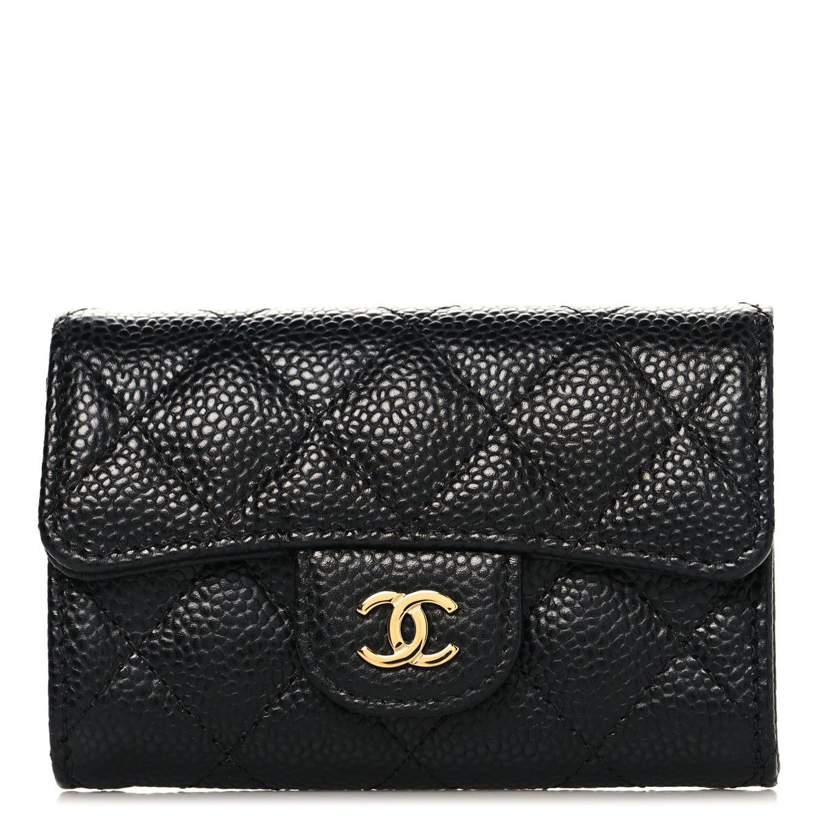 Chanel Caviar Quilted Flap Card Holder Wallet Black 1 of 9