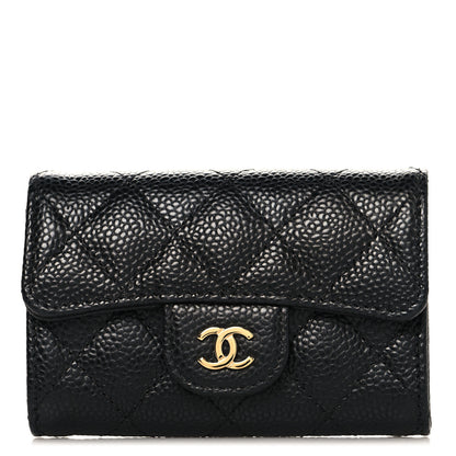 Chanel Caviar Quilted Flap Card Holder Wallet Black 1 of 9