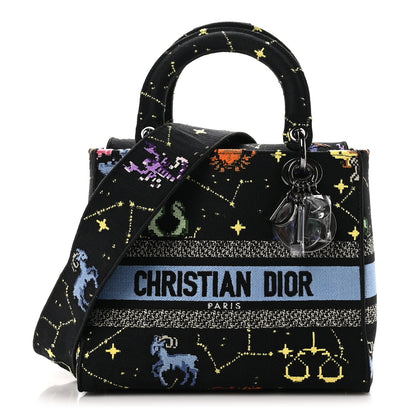 Christian Dior Canvas Pixel Zodiac Embroidered Medium Lady D-Lite Nero Multicolor 1 of 10
