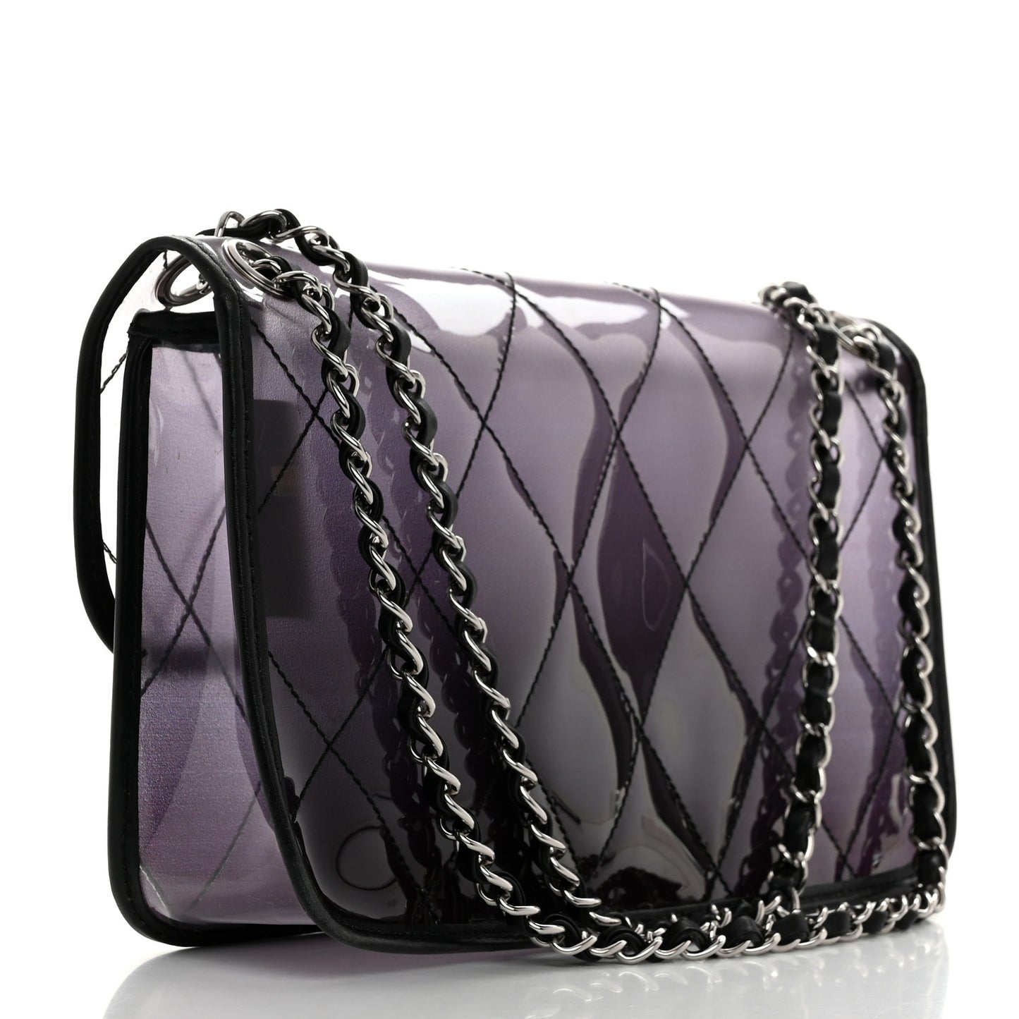 Vinyl Quilted Degrade Jumbo Single Flap Black