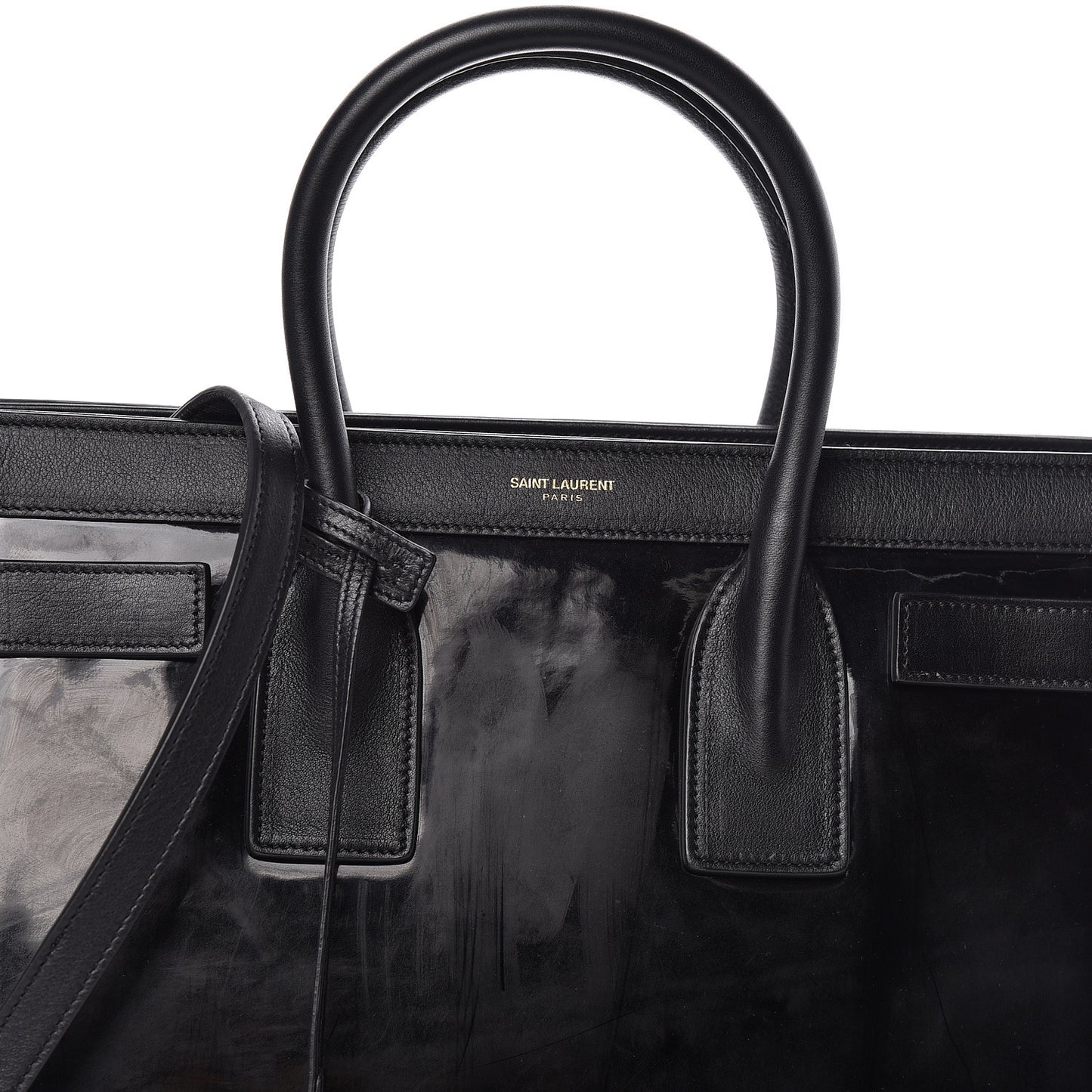 Patent Calfskin Small Sac de Jour Black