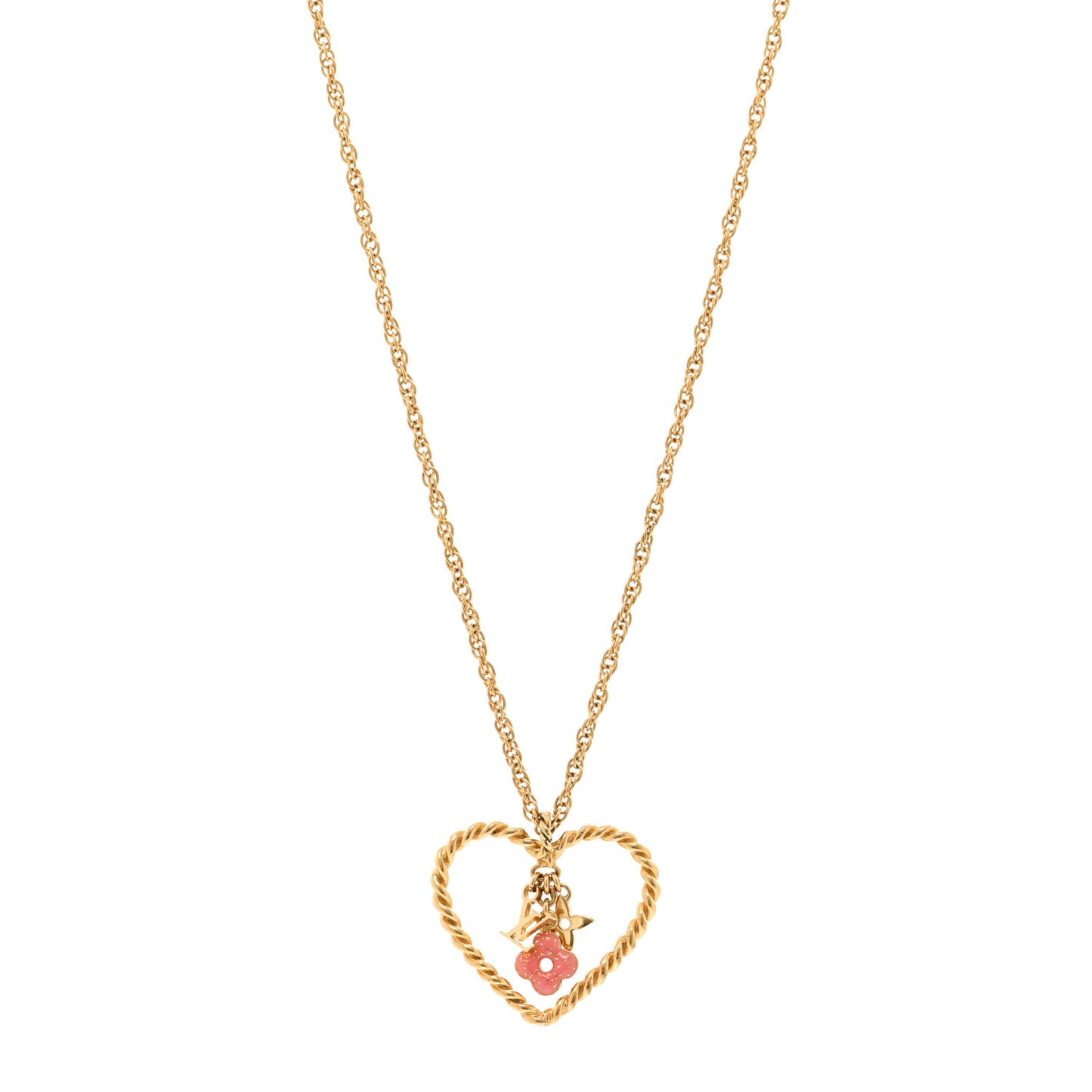 Sweet Monogram In My Heart Necklace Gold