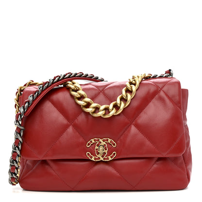 Chanel Goatskin Quilted Large Chanel 19 Flap Red 1 of 11