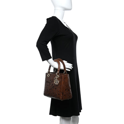 Christian Dior Calfskin Laser Cut Medium Lady Dior Brown 2 of 8