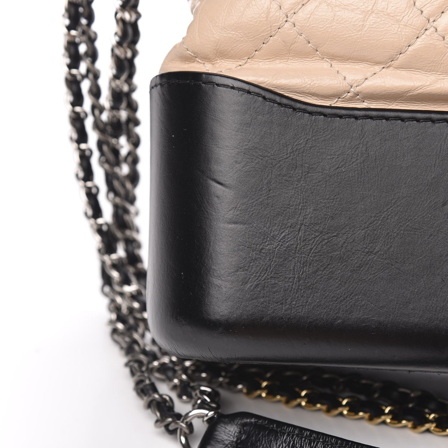 Aged Calfskin Quilted Medium Gabrielle Hobo Beige Black