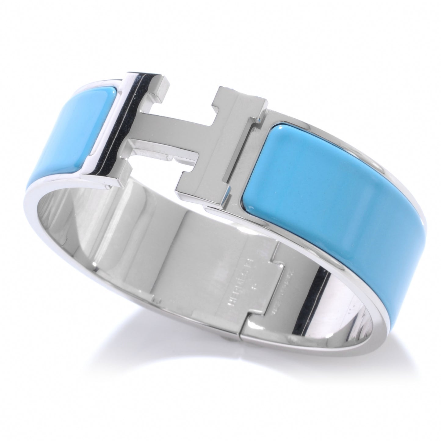 Enamel Wide Clic Clac H Bracelet GM Bleu Azure