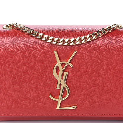 Saint Laurent Grain De Poudre Small Monogram Kate Satchel Red 10 of 11