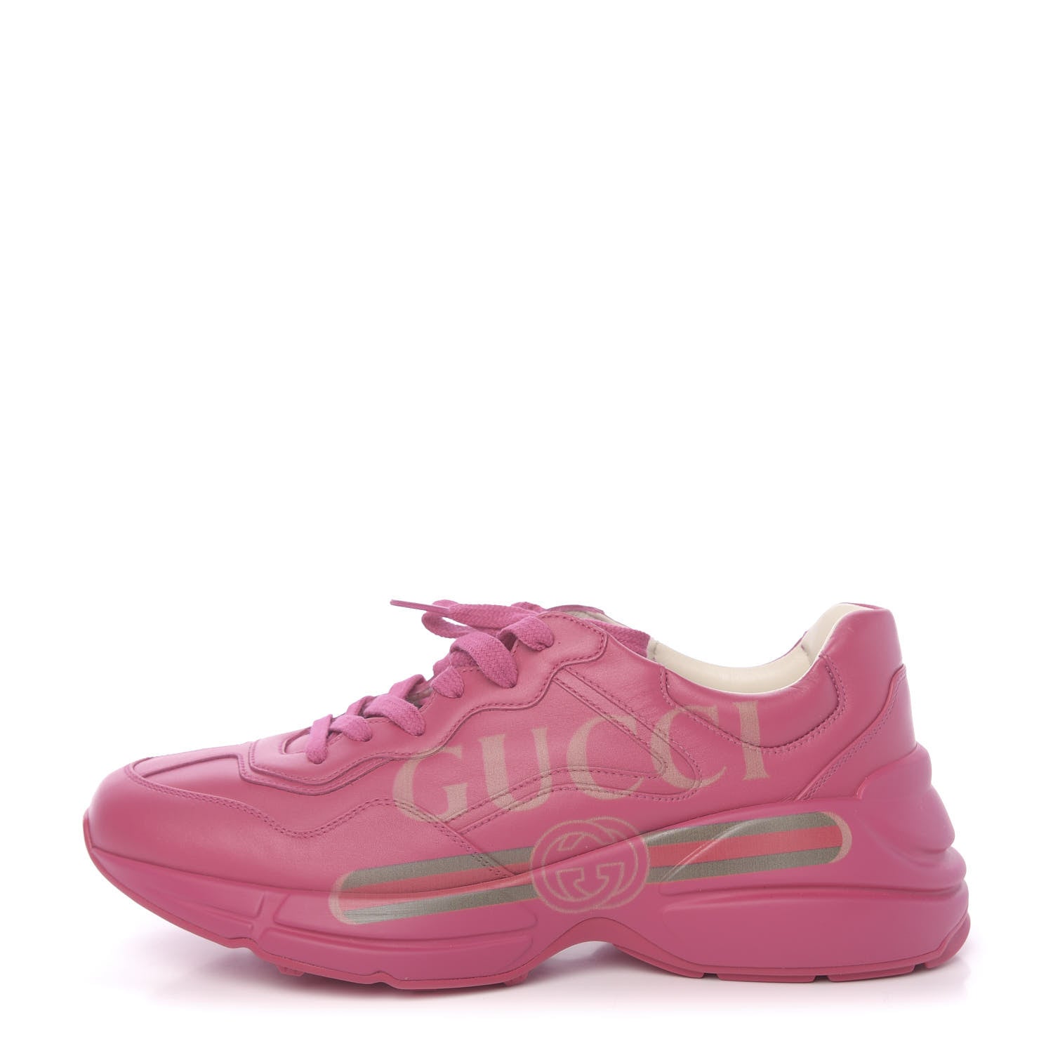 Gucci Calfskin Logo Womens Rhyton Sneakers 40 Box Pink 1 of 9