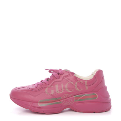Gucci Calfskin Logo Womens Rhyton Sneakers 40 Box Pink 1 of 9
