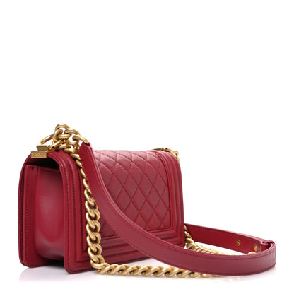Chanel Lambskin Quilted Small Boy Flap Dark Red 3 of 10