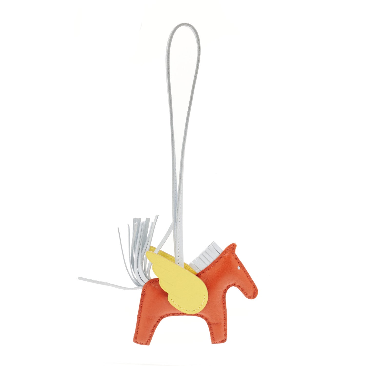 Hermes Milo Lambskin Grigri Rodeo Pegase Horse Bag Charm PM Cornaline Bleu Brume Lime 3 of 6