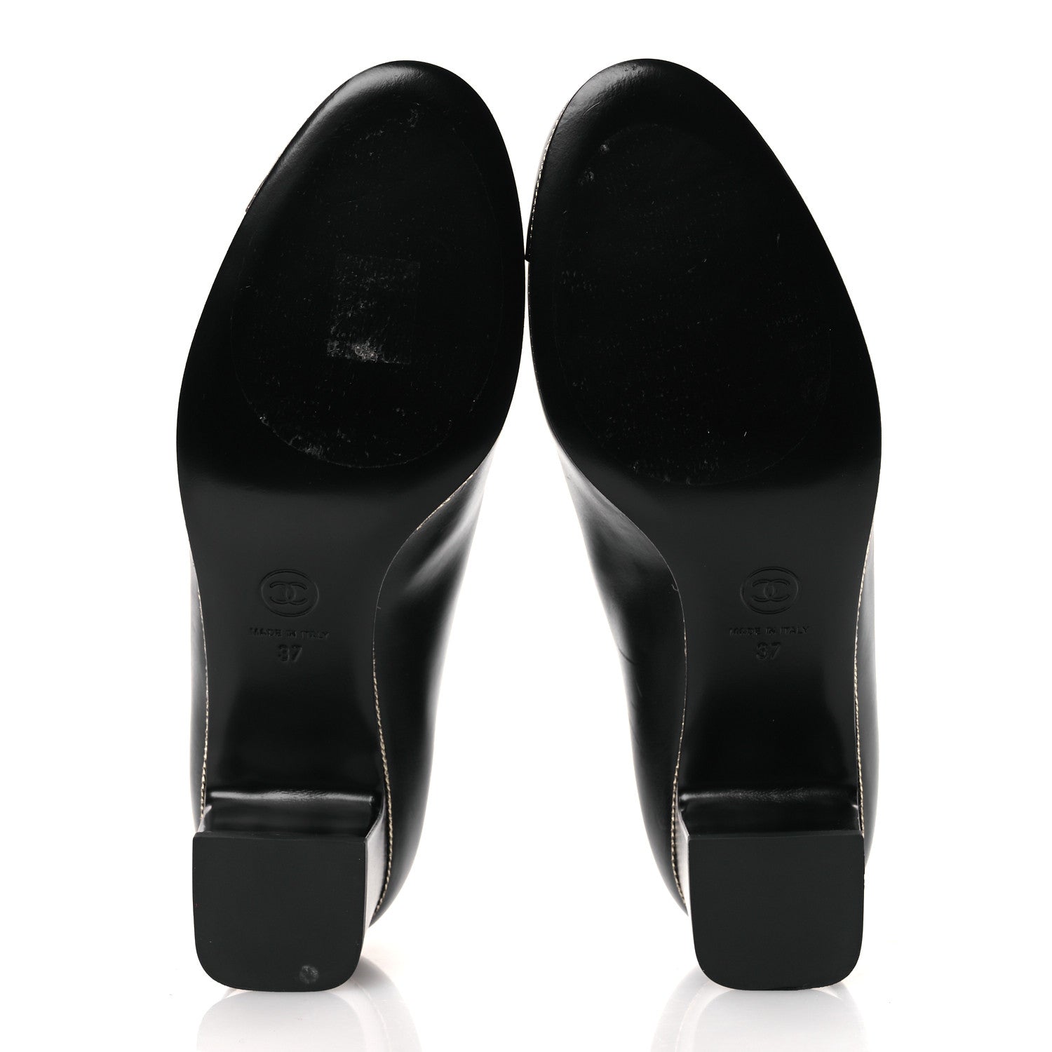 Chanel Lambskin Patent Cap Toe CC Pumps 37 Black 7 of 13