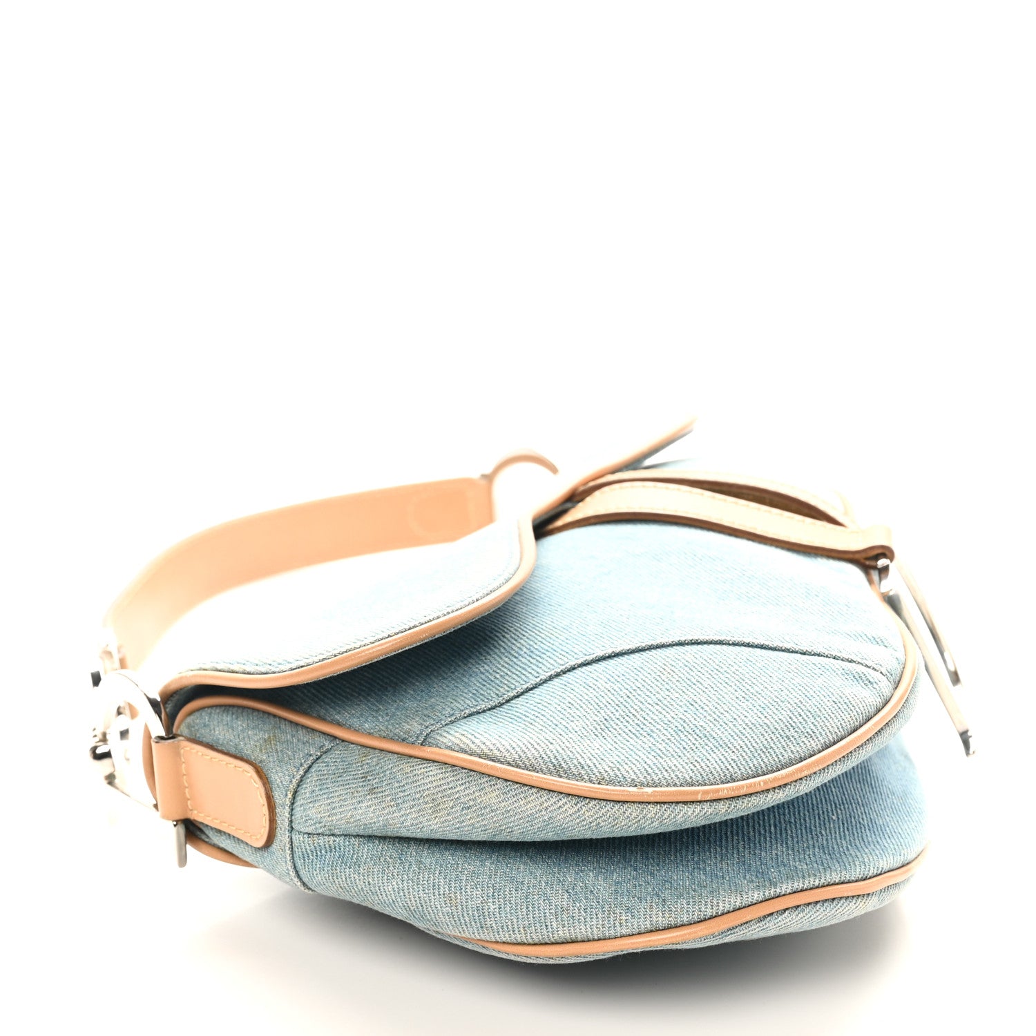 Christian Dior Denim Calfskin Saddle Bag Light Blue 4 of 11