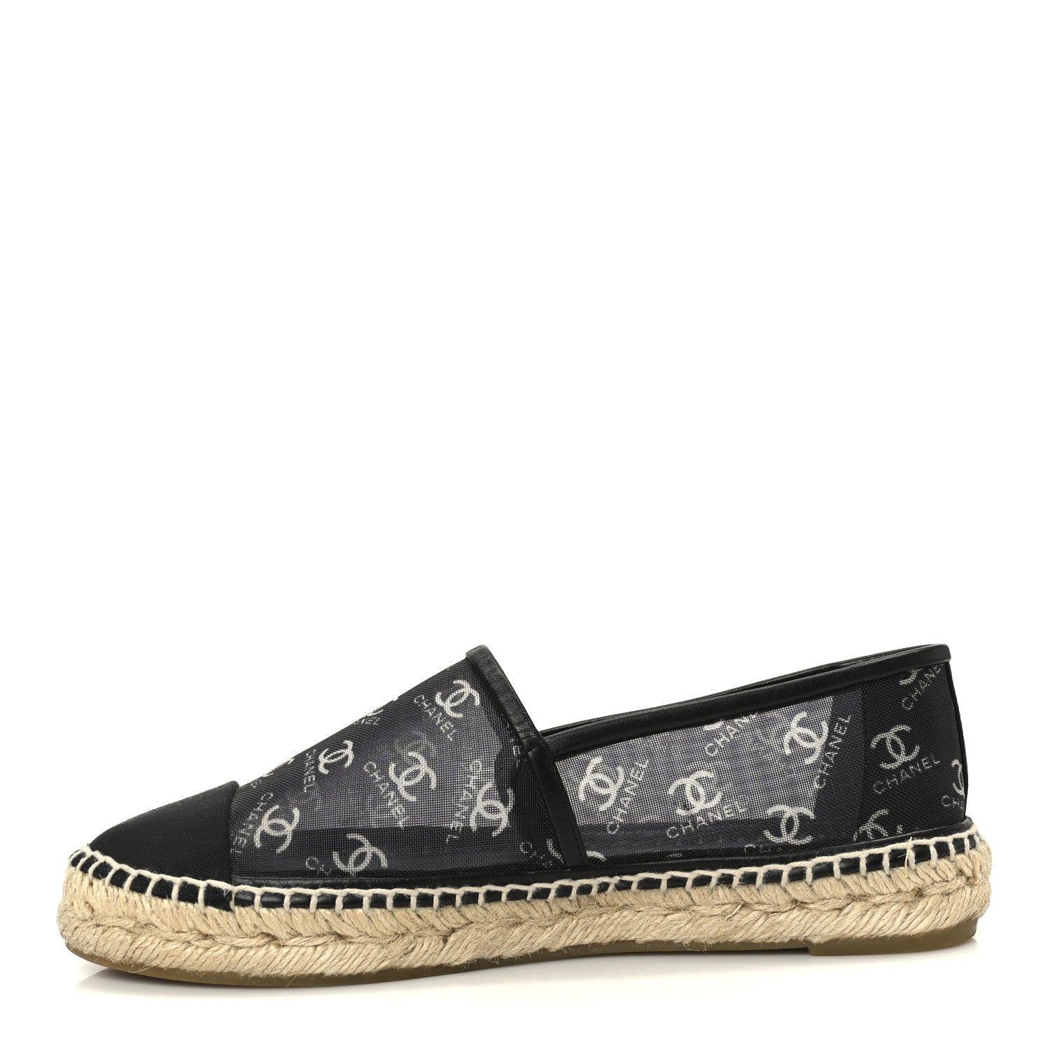 Chanel Mesh Grosgrain CC Espadrilles 38 Black White 1 of 11