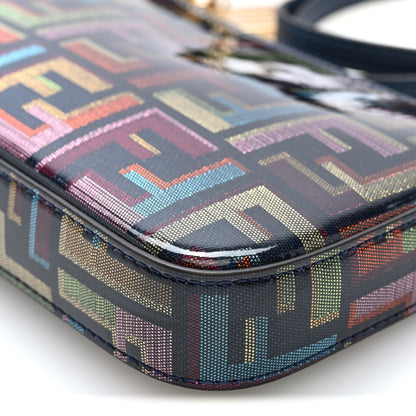 Fendi Zucca Vitrified Lurex Baguette Pouch Multicolor Blue Abyss Soft Gold 9 of 9