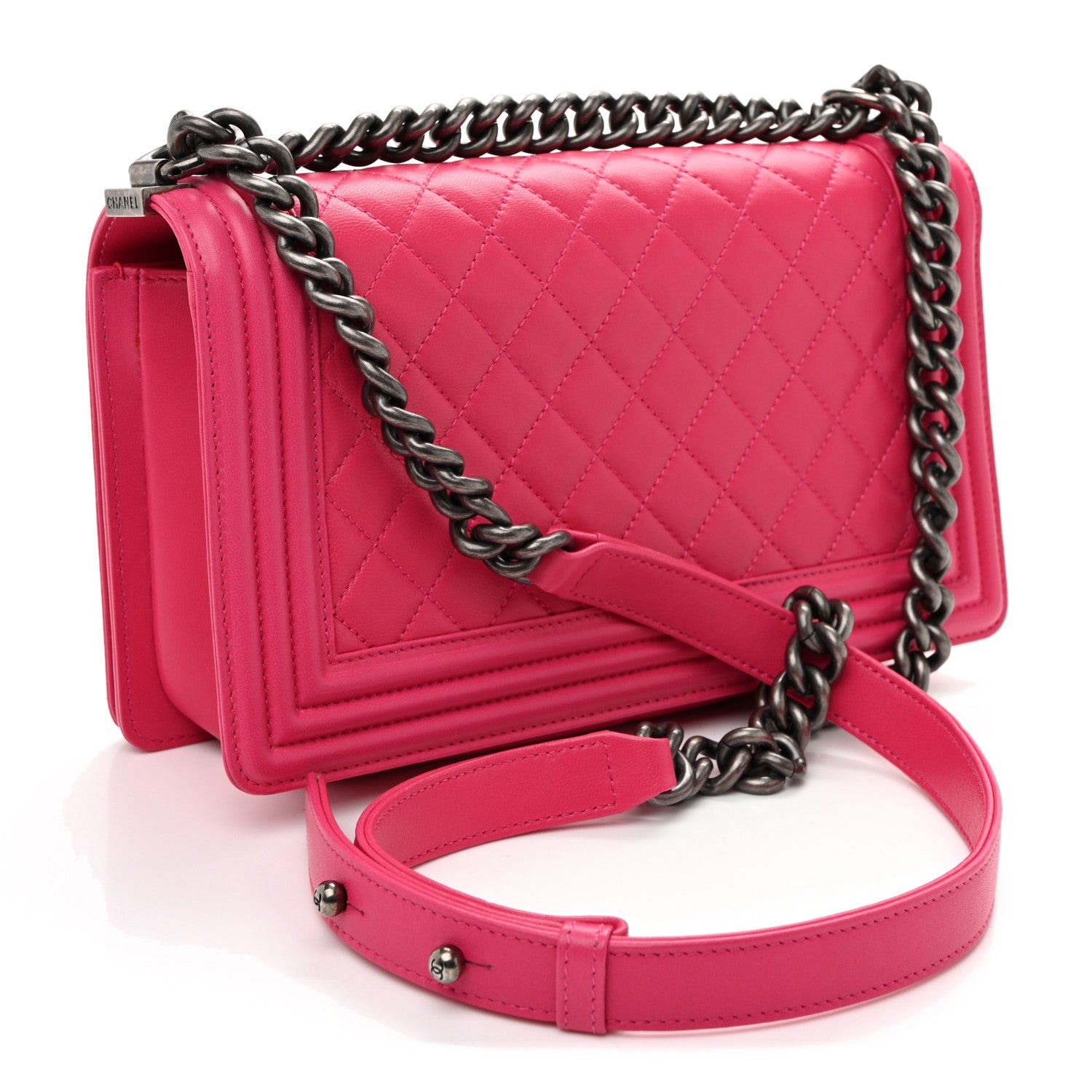 Chanel Lambskin Quilted Medium Boy Flap Dark Pink 3 of 11