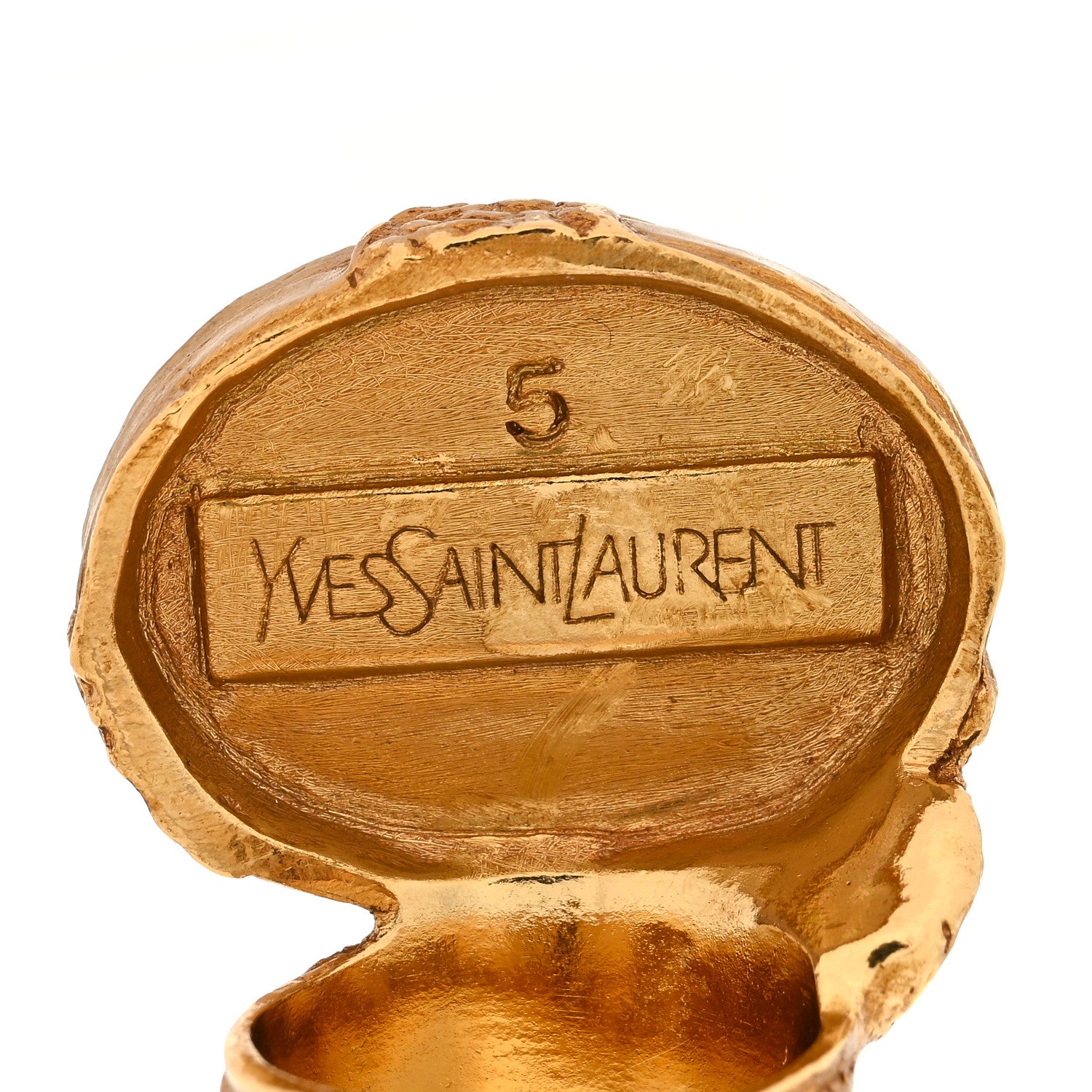 Saint Laurent Glass Cabochon Arty Ovale Ring 52/6 Gold Blue 4 of 4
