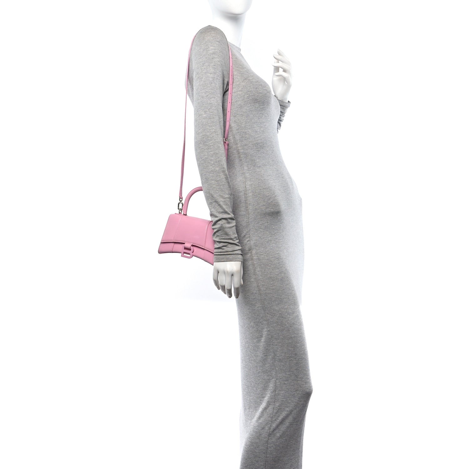 Balenciaga Shiny Box Calfskin Tonal B Hourglass Top Handle Bag XS Candy Pink 2 of 14