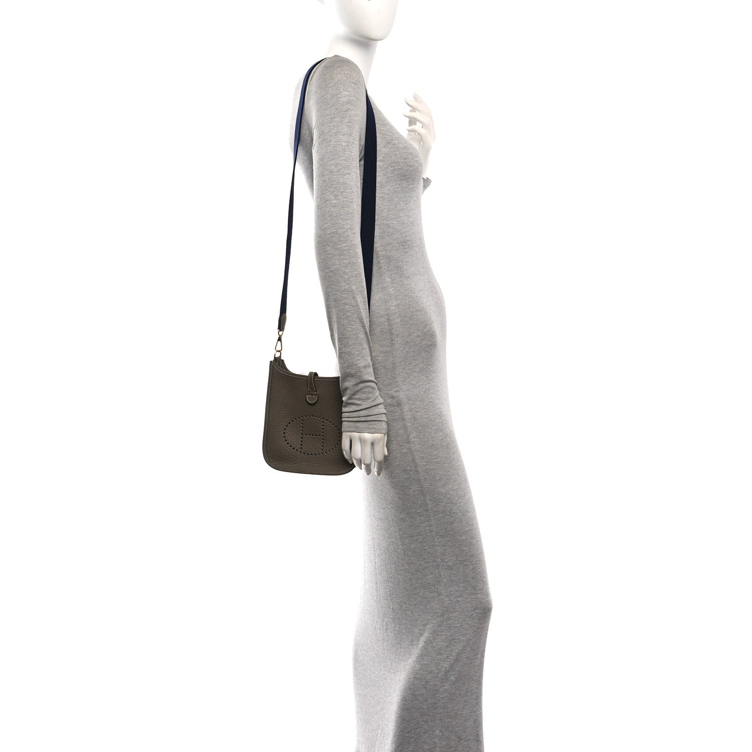 Hermes Taurillon Clemence Amazone Evelyne TPM Etoupe Bleu Indigo 2 of 10