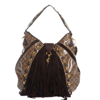 Gucci Crystal Monogram Fringe Babouska Hobo 1 of 7