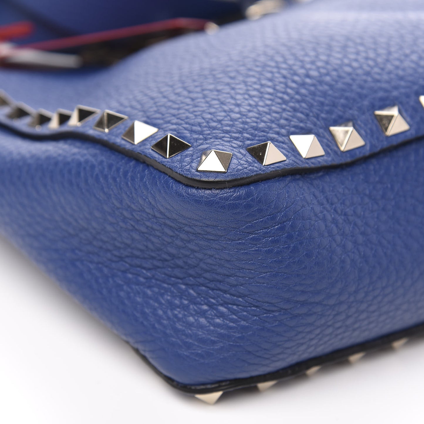 Pebbled Calfskin Mini Rockstud Flip-Lock Messenger Bag Blu Delft