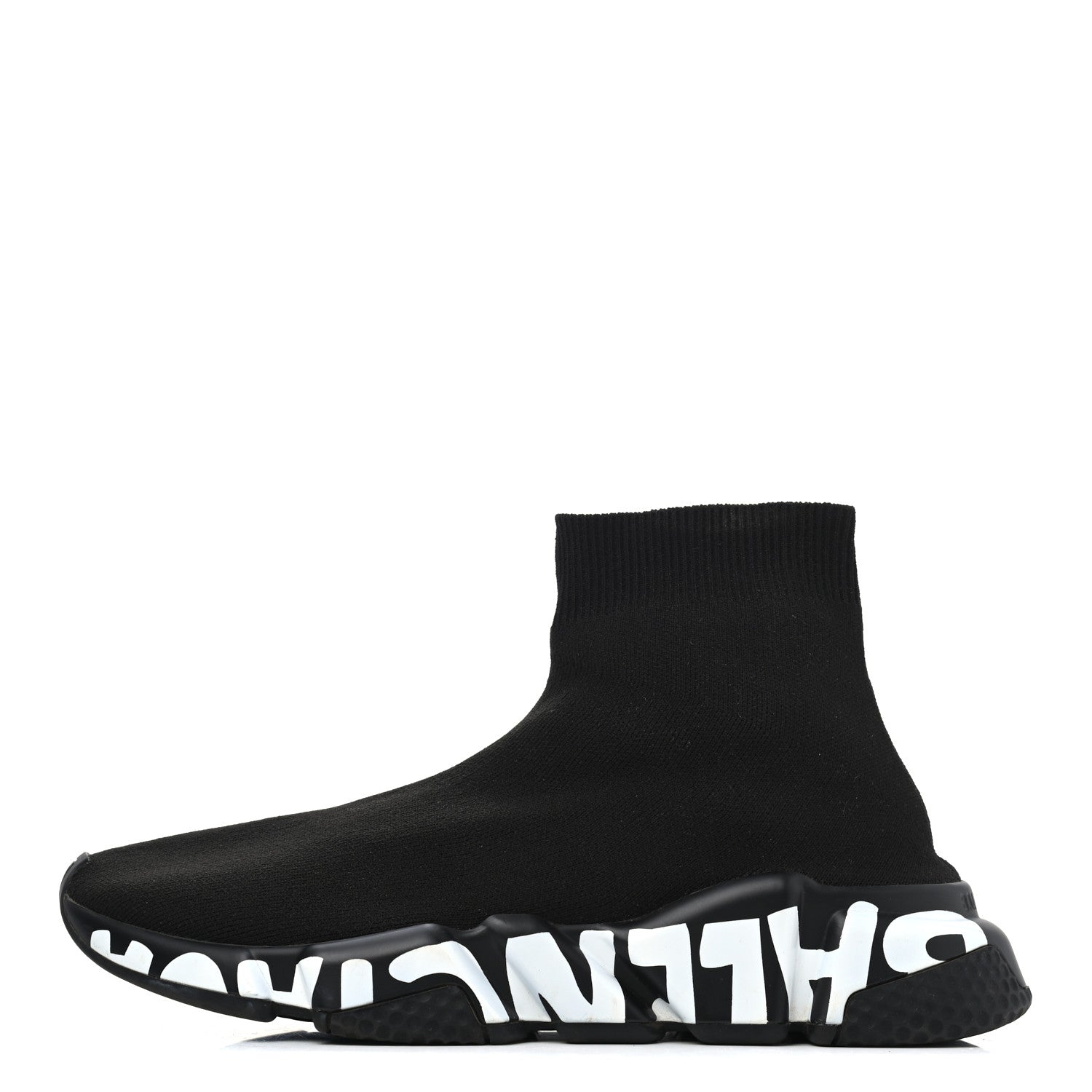 Balenciaga Neoprene Knit Womens Speed Graffiti Sneakers 38 Black White 1 of 4