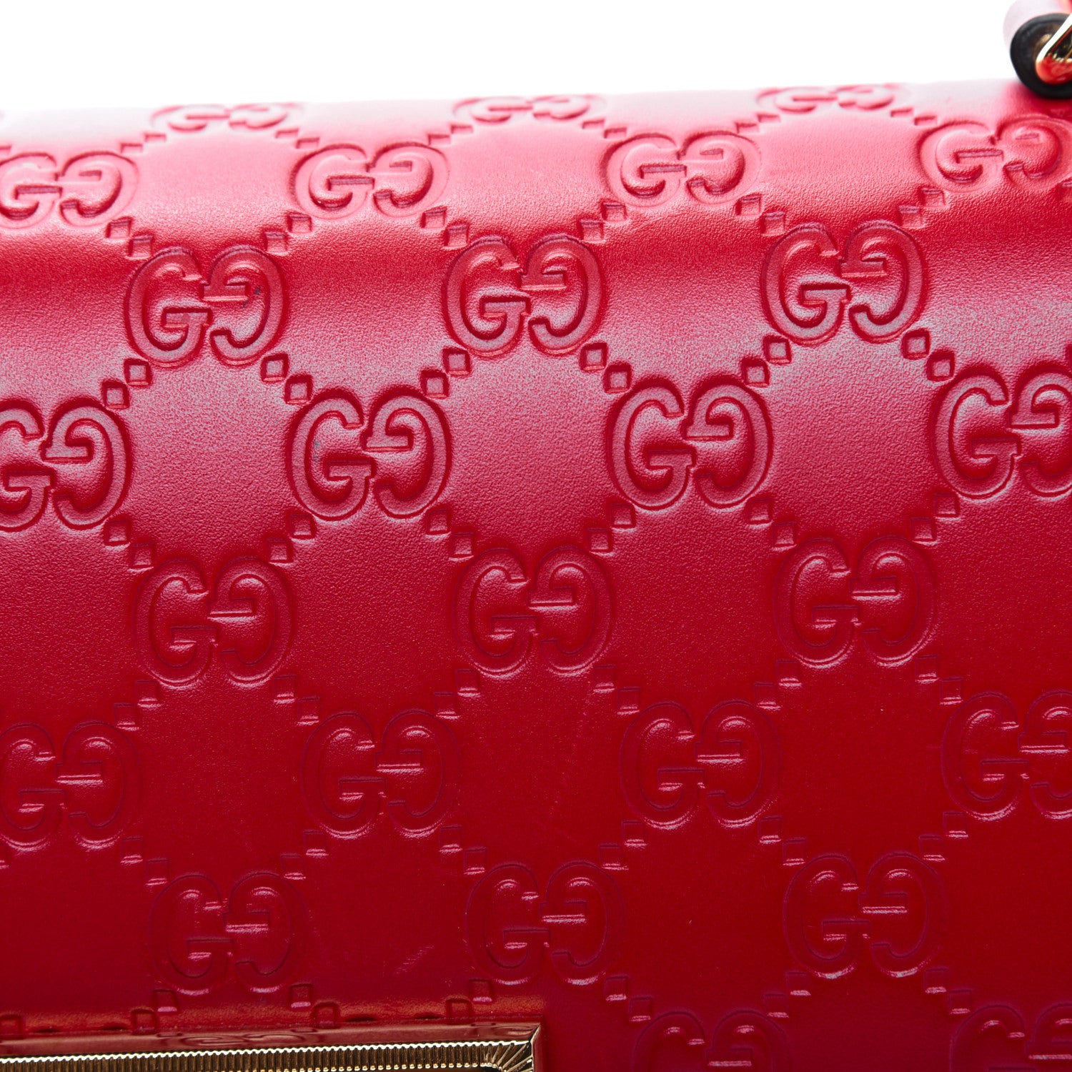 Gucci Guccissima Signature Medium Padlock Top Handle Bag Hibiscus Red 25 of 33
