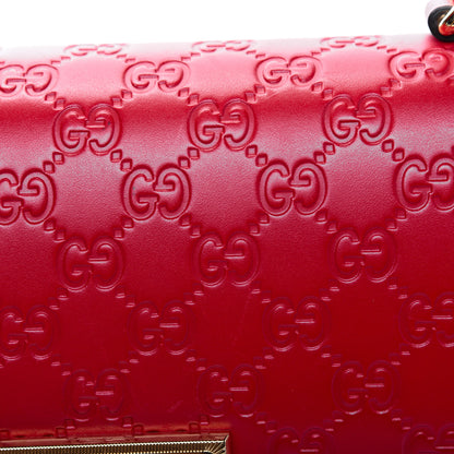 Gucci Guccissima Signature Medium Padlock Top Handle Bag Hibiscus Red 25 of 33
