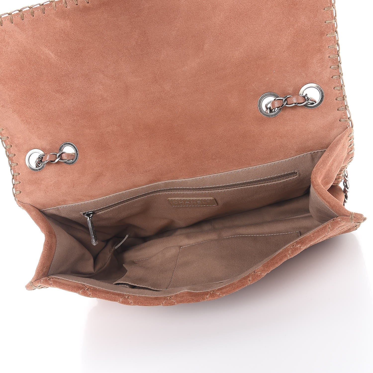 Chanel Suede Calfskin Stitch Flap Light Brown 5 of 10