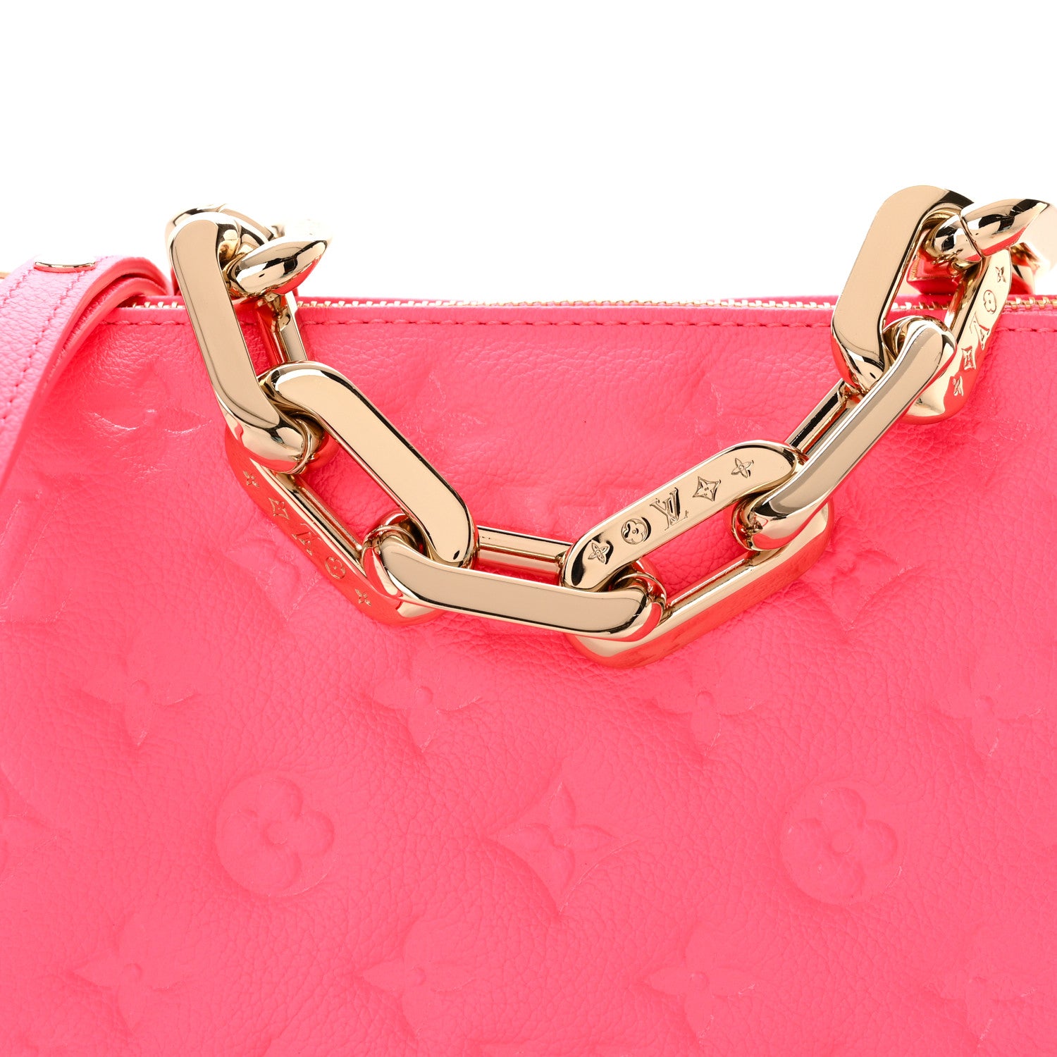 Louis Vuitton Calfskin Embossed Monogram Coussin BB Rose Fluo 7 of 11