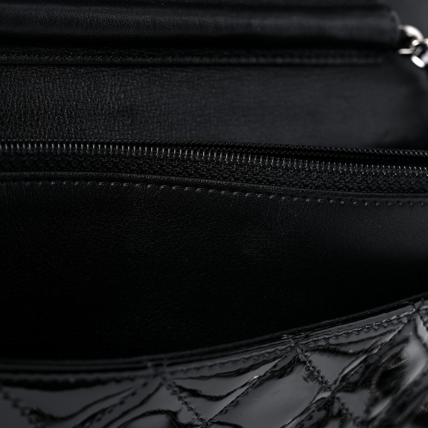 Chanel Patent Quilted Wallet On Chain WOC Black 14 of 16