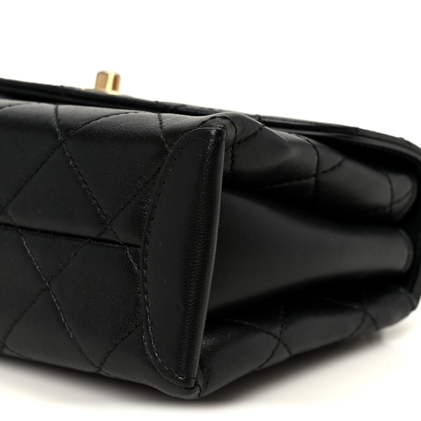 Lambskin Quilted Small Trendy Spirit Top Handle Bag Black