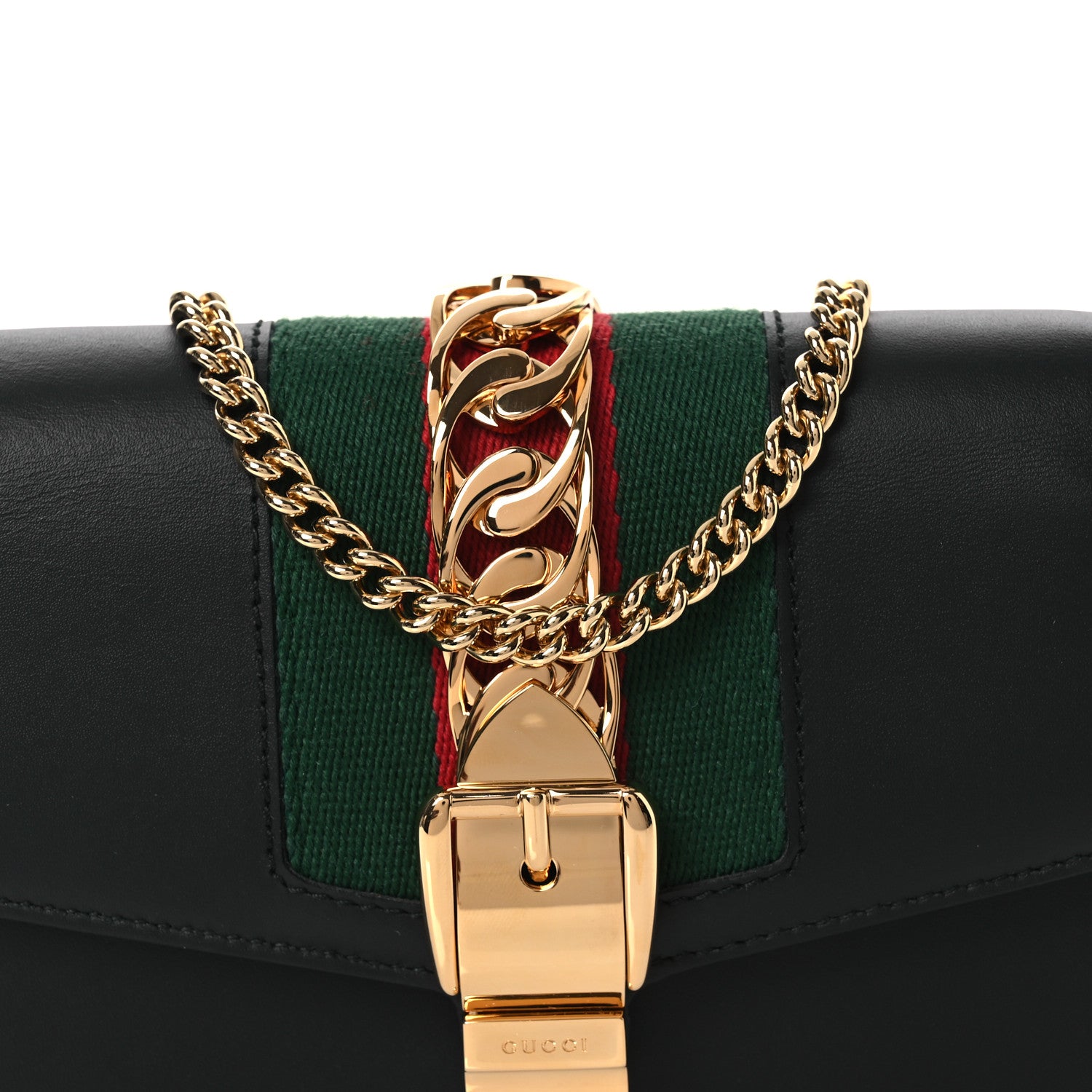 Gucci Calfskin Super Mini Sylvie Chain Shoulder Bag Black 8 of 10