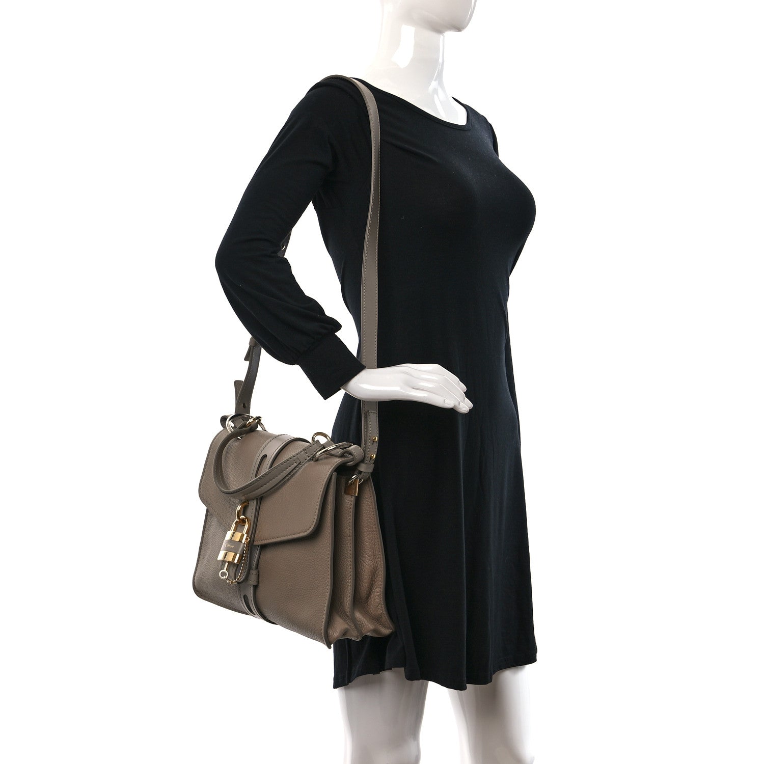 Chloe Shiny Grained Calfskin Small Aby Day Shoulder Bag Motty Grey 2 of 8