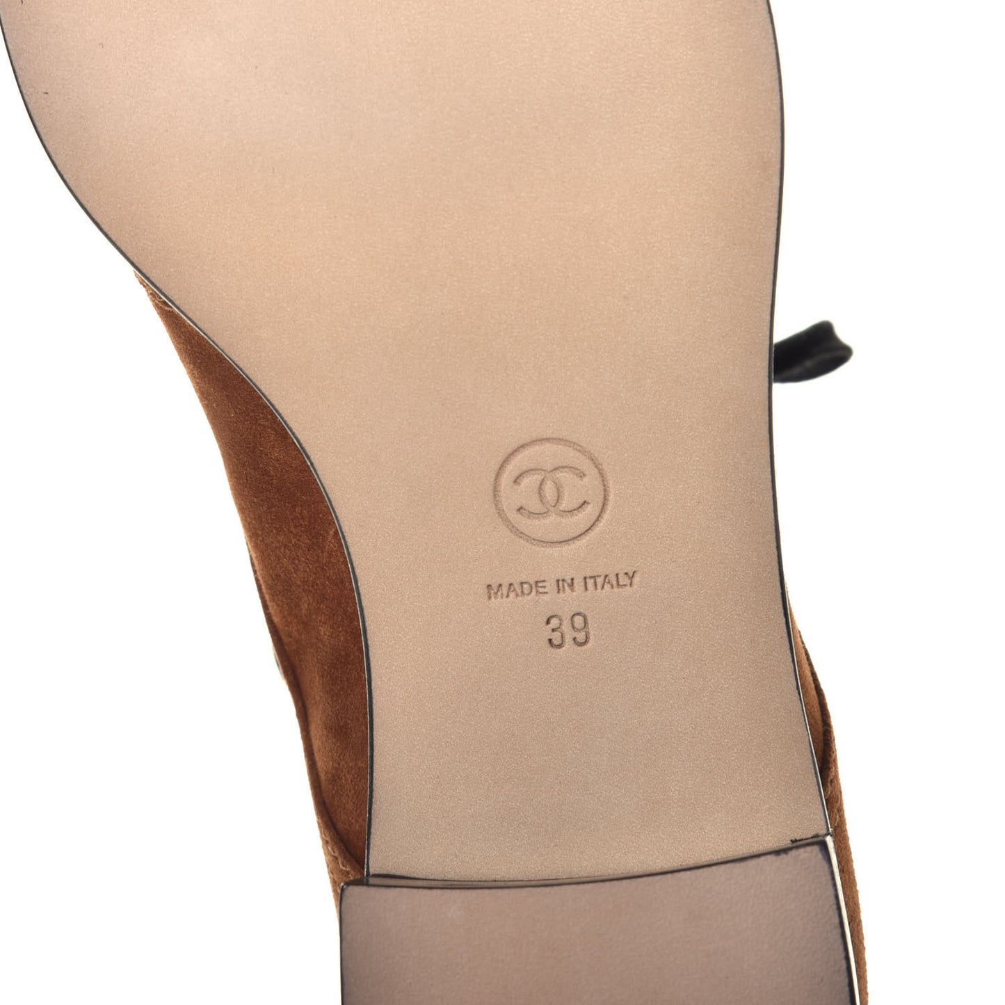 Suede Patent Cap Toe CC Boots 39 Beige Black