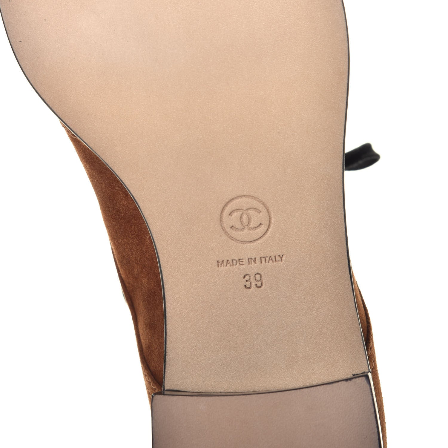 Chanel Suede Patent Cap Toe CC Boots 39 Beige Black 6 of 9