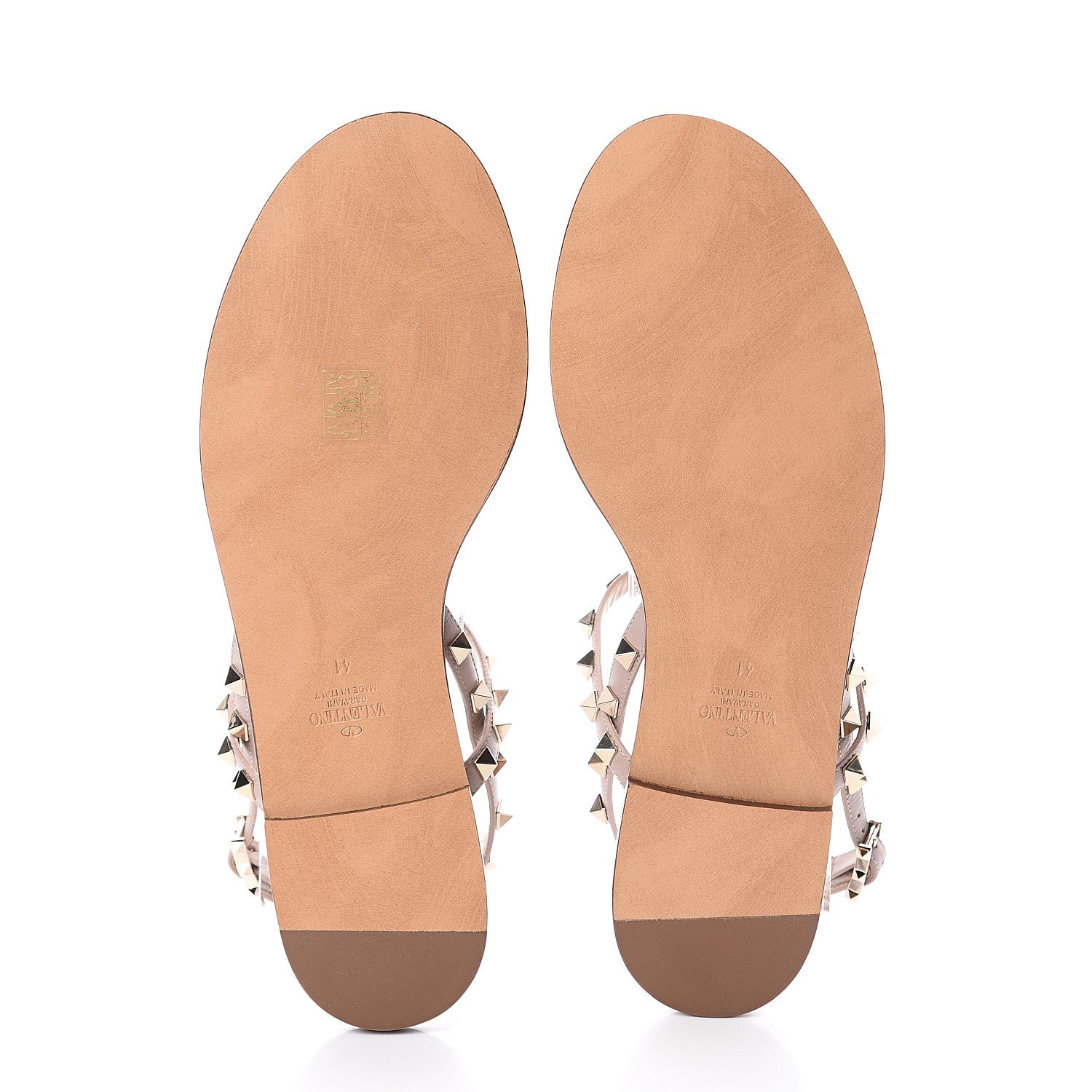 Valentino Garavani Nappa Rockstud T-Strap Slingback Flat Sandals 41 Poudre 7 of 7