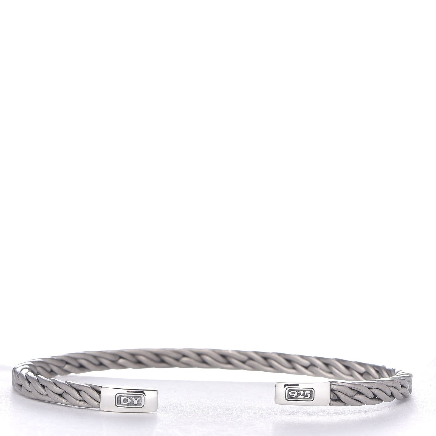 Sterling Silver Titanium 4mm Slim Chain Woven Cuff Bracelet