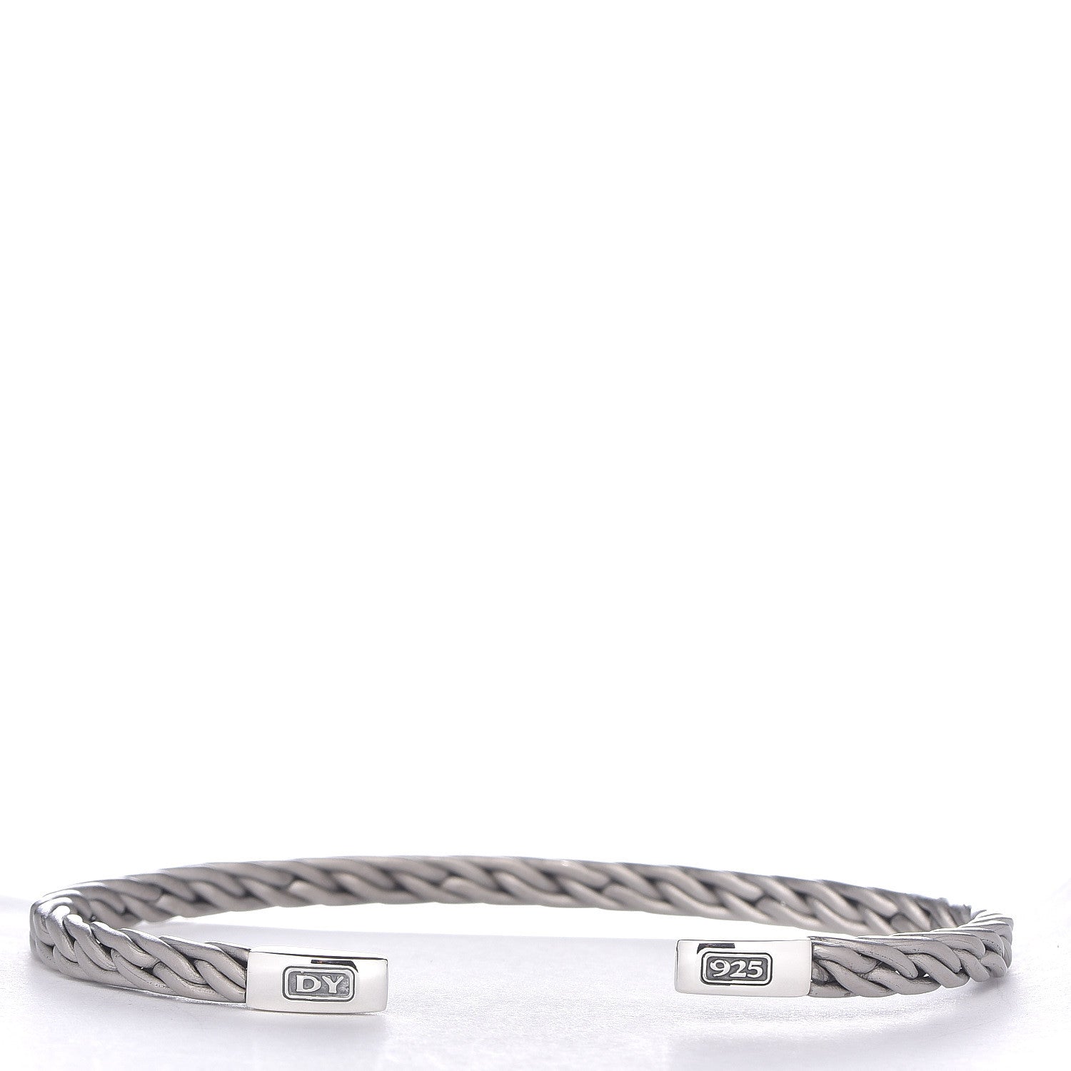 David Yurman Sterling Silver Titanium 4mm Slim Chain Woven Cuff Bracelet 3 of 4
